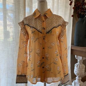 Double D Ranch Yellow Floral Blouse